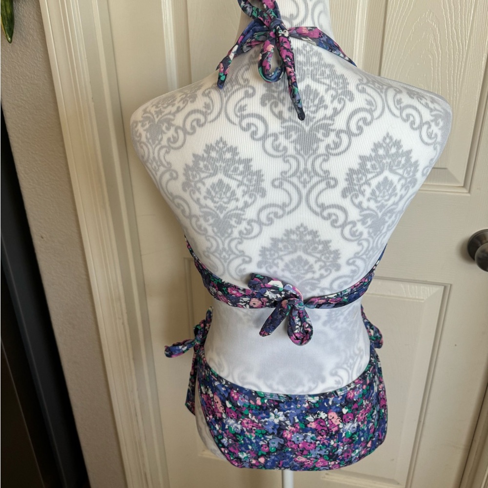 Floral Bikini Size Large With Adjustable Ties in Purple, Pink and Green GUC - Picture 5 of 12
